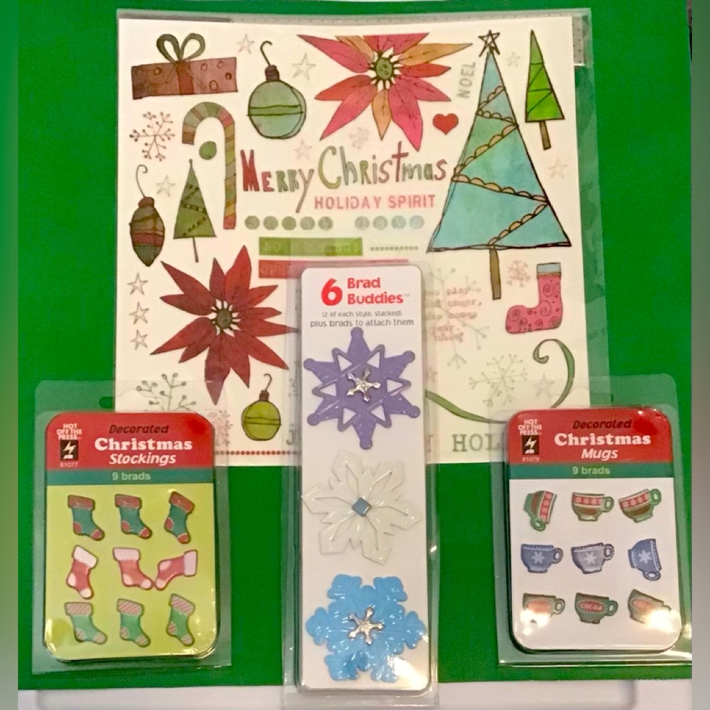 Bundle of Christmas brads and Rub-Ons